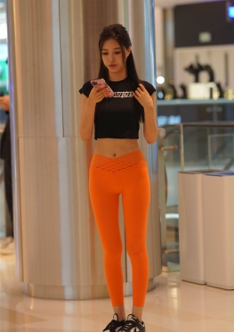 5184一抹橘色瑜伽K【1051P】爱骑单车的紧身瑜伽裤长腿美女